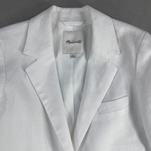MADEWELL The Larsen Blazer Women Size XS 100% Linen White - Picture 3 of 16